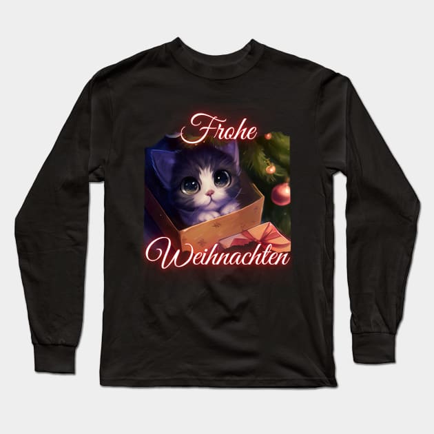 Merry Christmas - Cute Cat Under The Christmas Tree Long Sleeve T-Shirt by PD-Store